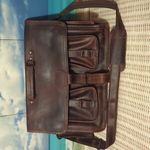 Brown leather messenger bag/ briefcase
